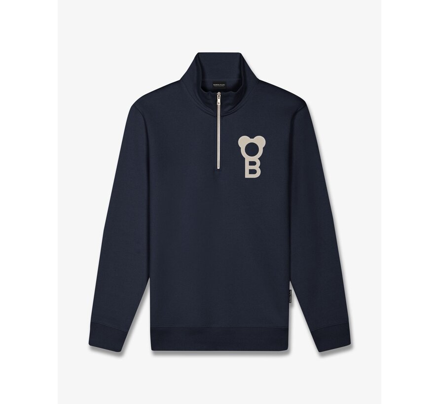Baron Filou Half Zip Sweater FW26 Signature Oxford Blue