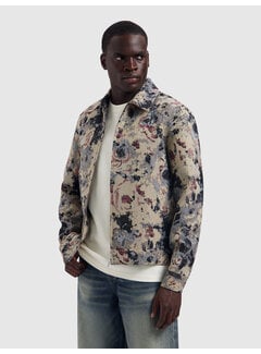 Pure Path Overshirt Jacquard Flower Full-Zip Taupe (26030204 - 53)