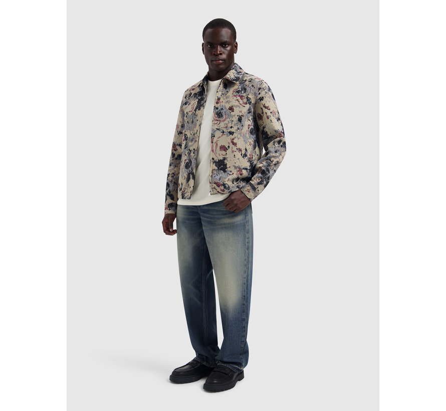 Overshirt Jacquard Flower Full-Zip Taupe (26030204 - 53)