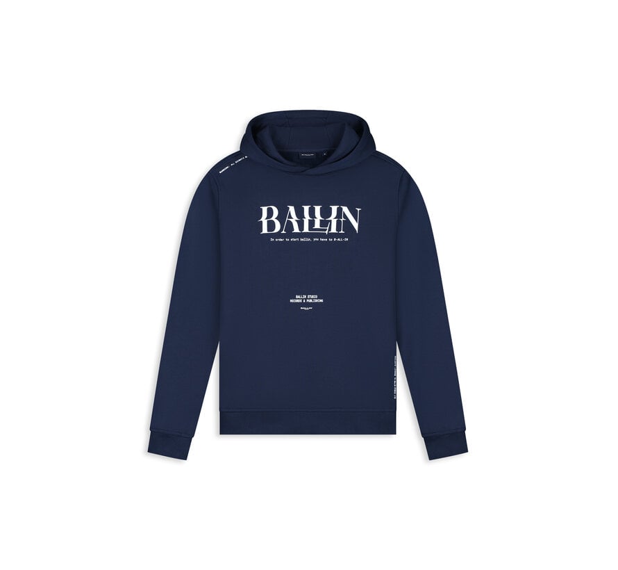Ballin Hooded Sweater Glitch Logo Hoodie Navy (26019302 - 02)
