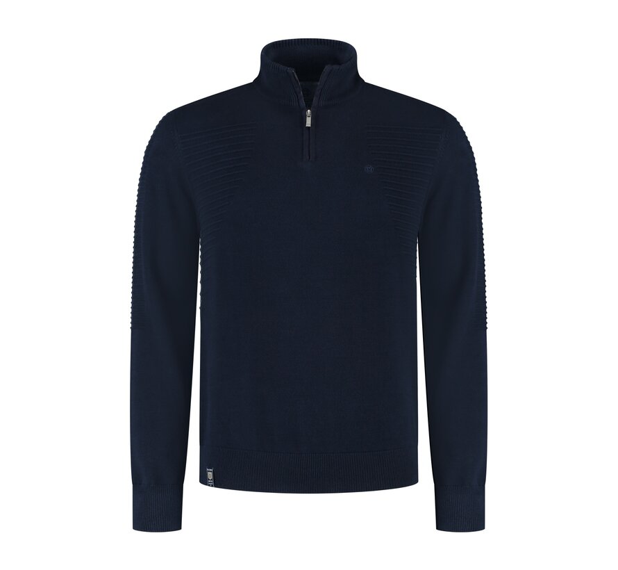 Pullover half zip ribs at side Navy (52.1118 - 110)