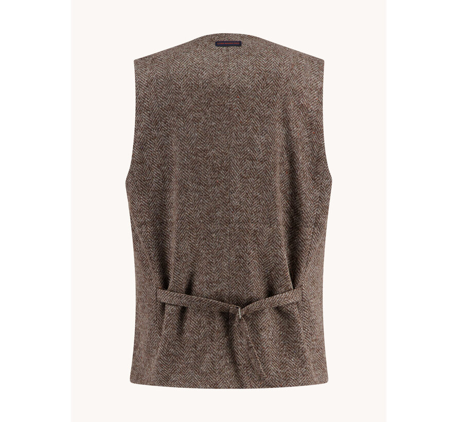 A Fish Named Fred Gilet Waistcoat Brushed Herringbone Sand (34.145 - 205)