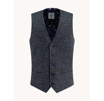 A Fish Named Fred Gilet Waistcoat Brushed Herringbone Jeans Blue (34.145 - 608)
