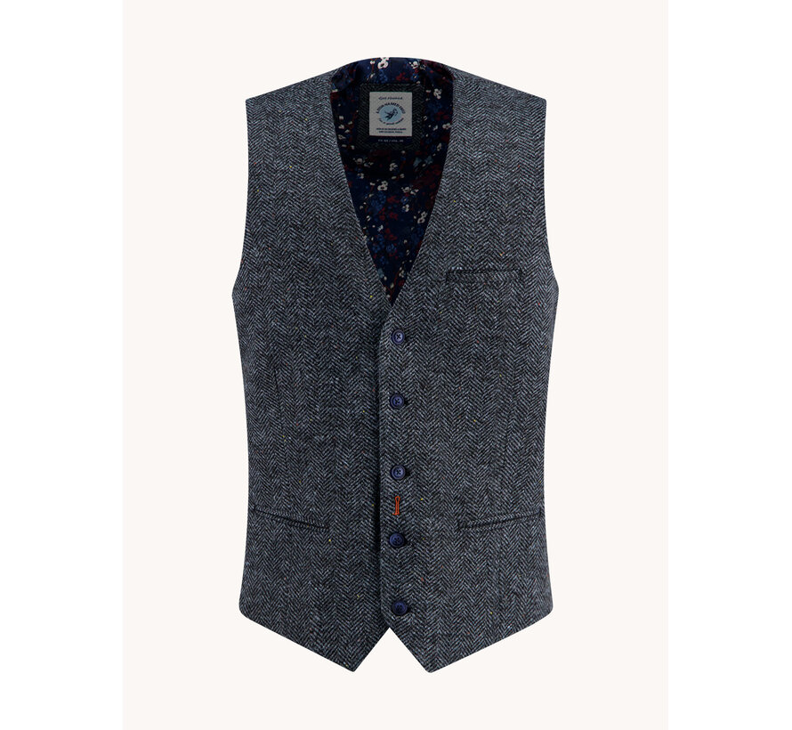 A Fish Named Fred Gilet Waistcoat Brushed Herringbone Jeans Blue (34.145 - 608)
