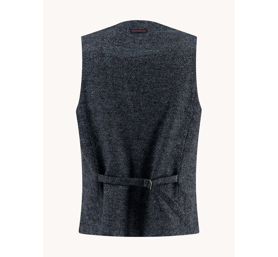 A Fish Named Fred Gilet Waistcoat Brushed Herringbone Jeans Blue (34.145 - 608)