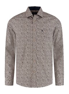 Fellows United Overhemd Print Stretch Brown (62.6535 - 142)
