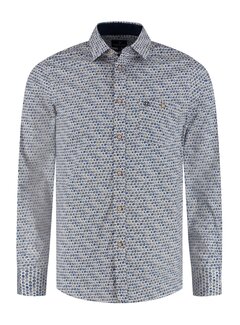Fellows United Overhemd Geomatric Print Stretch Mid Blue (62.6546 - 116)