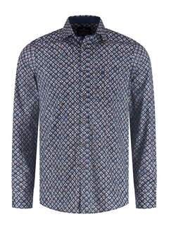 Fellows United Overhemd Triangular Tangle Stretch Mid Blue (62.6518 - 116)
