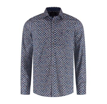 Fellows United Fellows United Overhemd Triangular Tangle Stretch Mid Blue (62.6518 - 116)