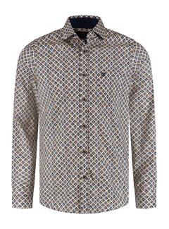 Fellows United Overhemd Triangular Tangle Stretch Beige (62.6518 - 147)