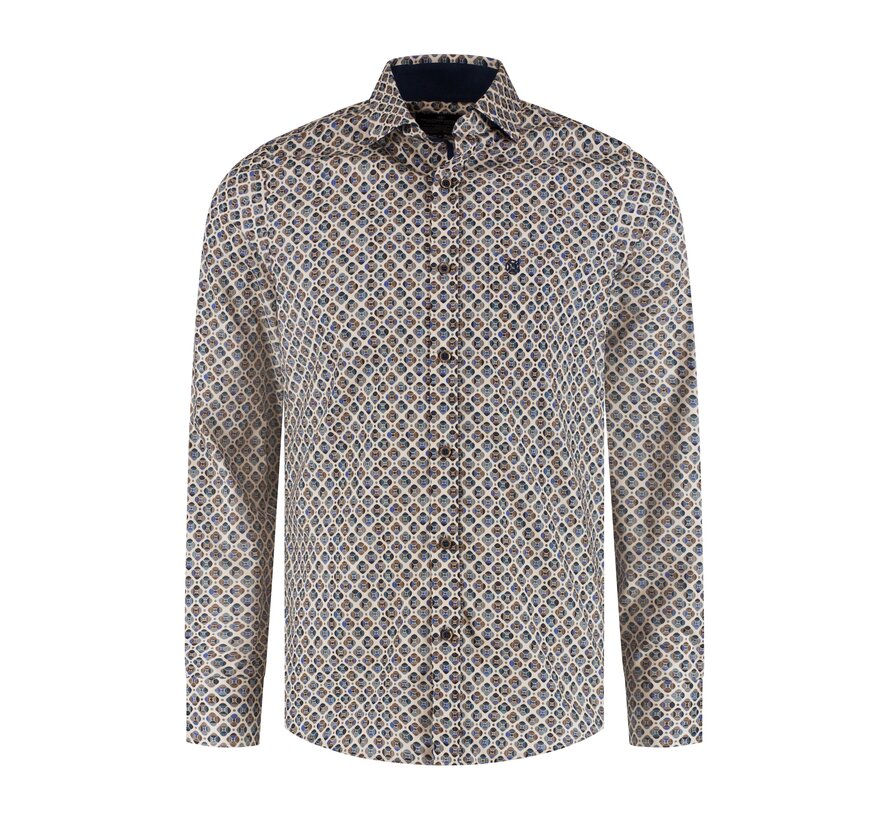 Fellows United Overhemd Triangular Tangle Stretch Beige (62.6518 - 147)
