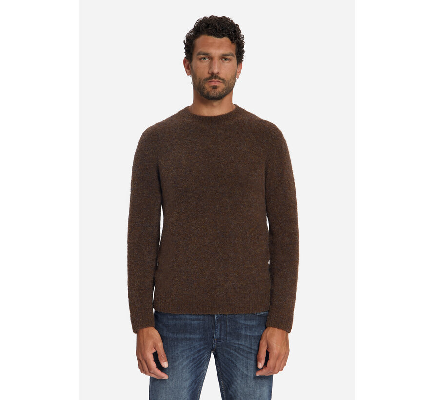 Pullover Crewneck Boucle Melange With Wool Dark Brown (33210808 - 042)