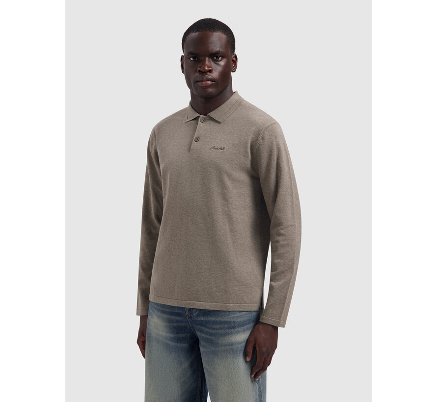 Pure Path Longsleeve Polo Light Weight Knit Taupe Mel. (26030801 - 75)