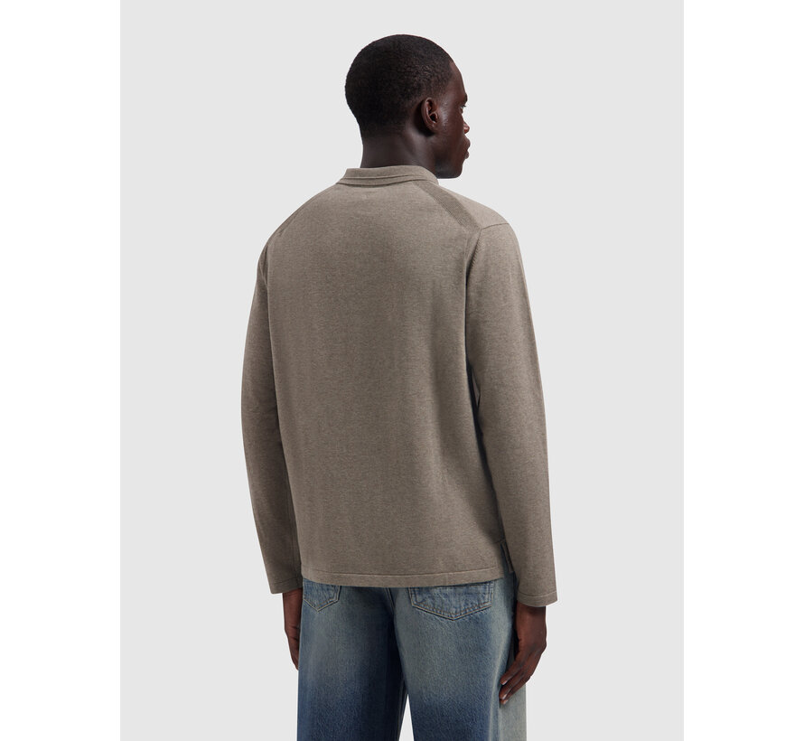 Pure Path Longsleeve Polo Light Weight Knit Taupe Mel. (26030801 - 75)