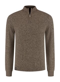Fellows United Fellows United Pullover Half Zip Fancy Rib Structure Mid Brown/Bronze (62.1110 - 145)