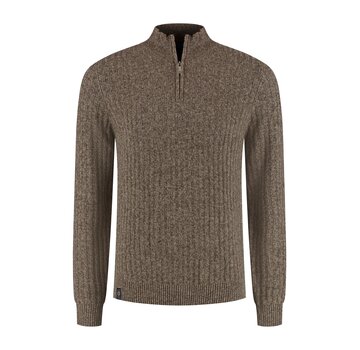 Fellows United Fellows United Pullover Half Zip Fancy Rib Structure Mid Brown/Bronze (62.1110 - 145)