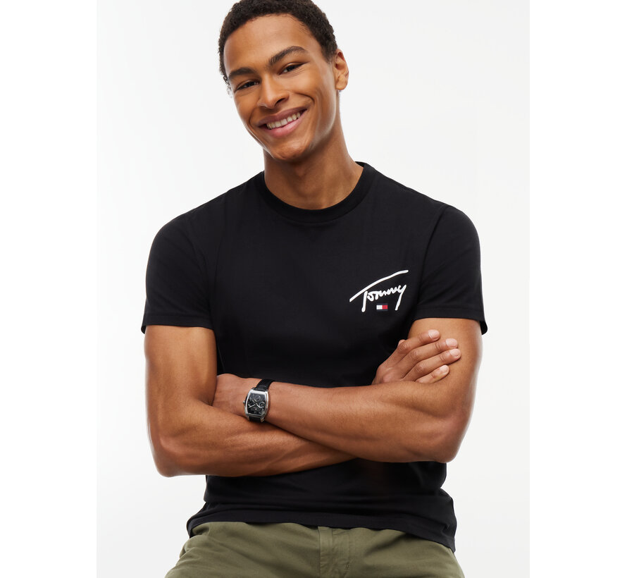 Tommy Hilfiger Jeans T-Shirt Slim Signature Chest Black (DM0DM23550 - BDS)