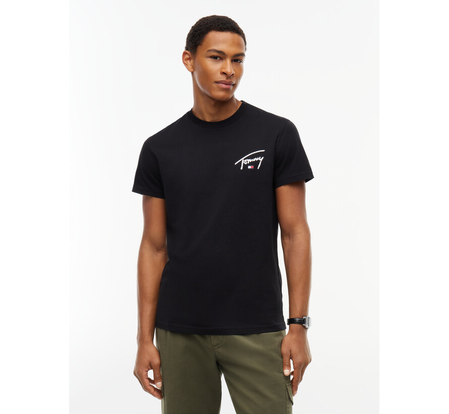 Tommy Hilfiger Jeans T-Shirt Slim Signature Chest Black (DM0DM23550 - BDS)