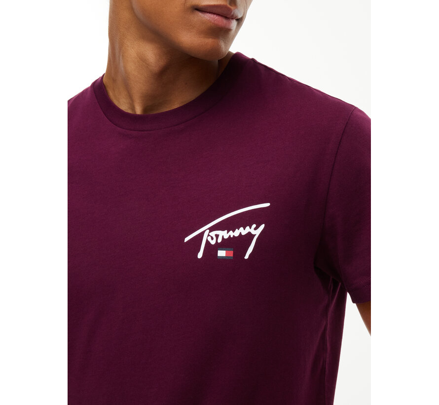Tommy Hilfiger Jeans T-Shirt Slim Signature Chest Calypso Berry (DM0DM23550 - V11)