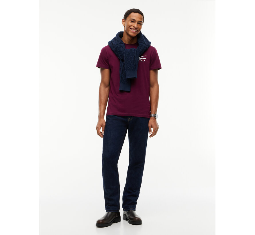Tommy Hilfiger Jeans T-Shirt Slim Signature Chest Calypso Berry (DM0DM23550 - V11)