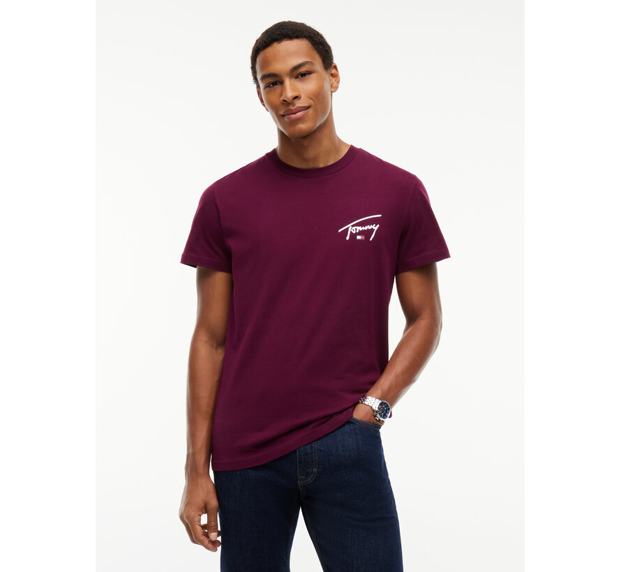 Tommy Hilfiger Jeans T-Shirt Slim Signature Chest Calypso Berry (DM0DM23550 - V11)