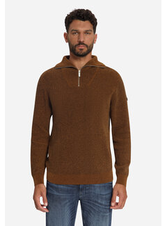 No Excess Trui Half Zip High Neck Light Weight Chenille Caramel (33210967SN - 048)