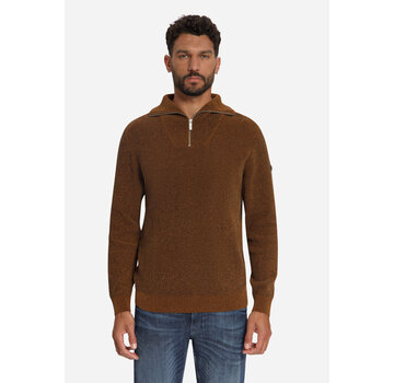 No Excess Trui Half Zip High Neck Light Weight Chenille Caramel (33210967SN - 048)