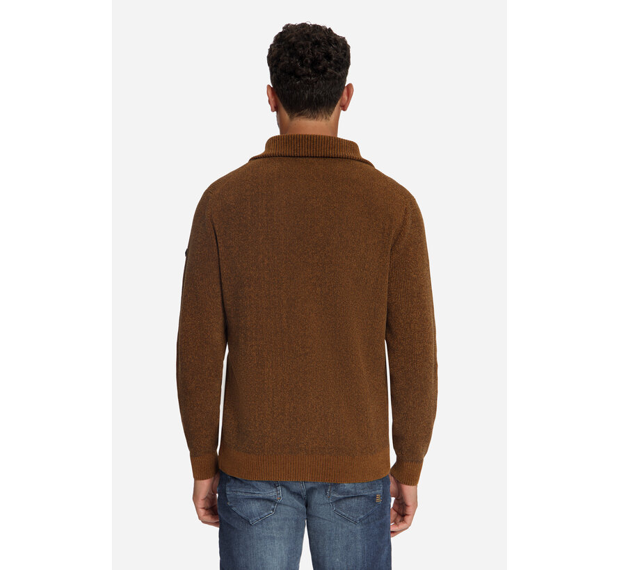 Trui Half Zip High Neck Light Weight Chenille Caramel (33210967SN - 048)