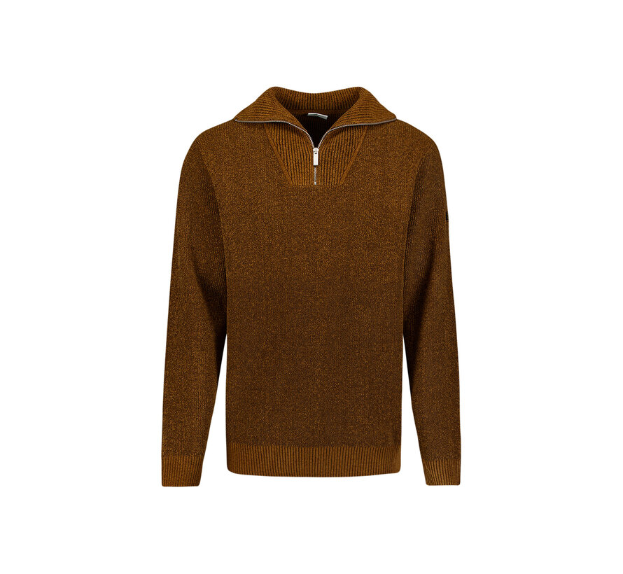 Trui Half Zip High Neck Light Weight Chenille Caramel (33210967SN - 048)
