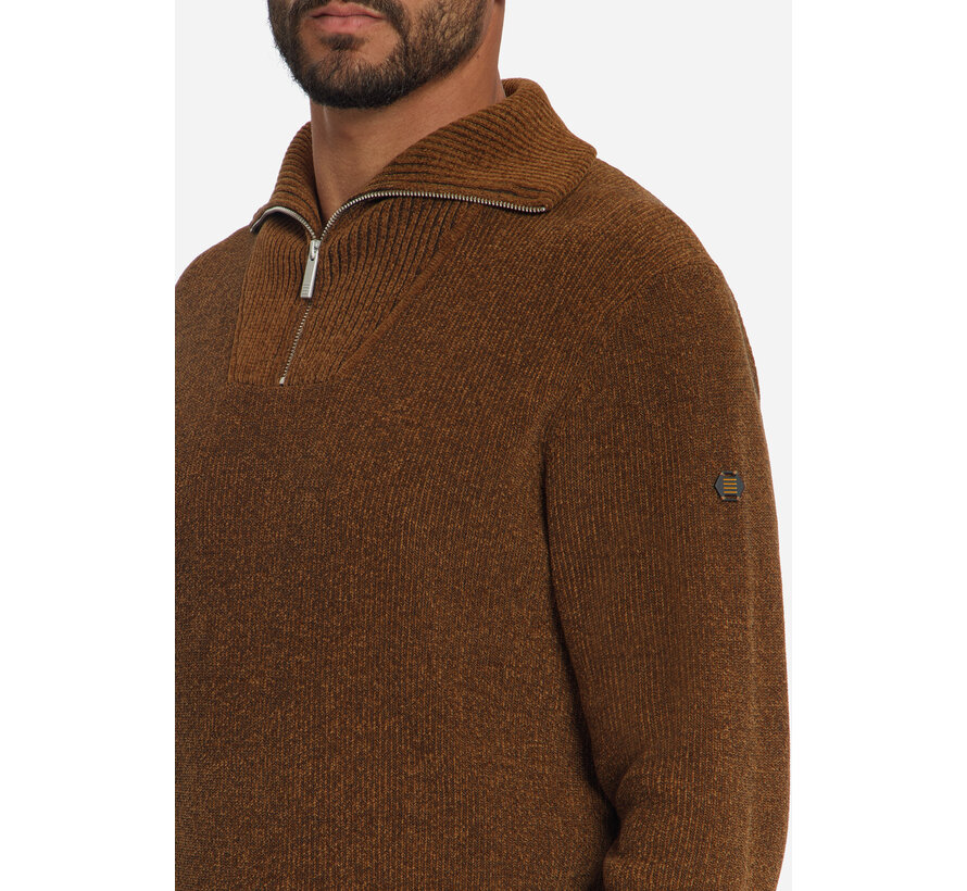 Trui Half Zip High Neck Light Weight Chenille Caramel (33210967SN - 048)