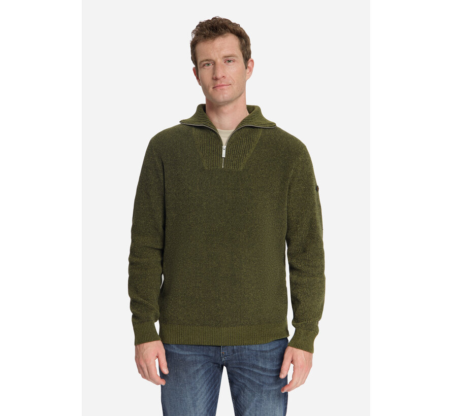 Trui Half Zip High Neck Light Weight Chenille Moss (33210967SN - 152)