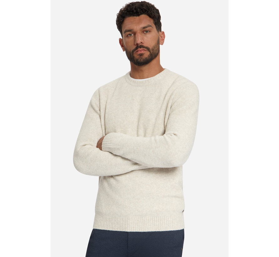 Pullover Crew Neck Melange Light Weight With Wool Stone (33210942 - 014)