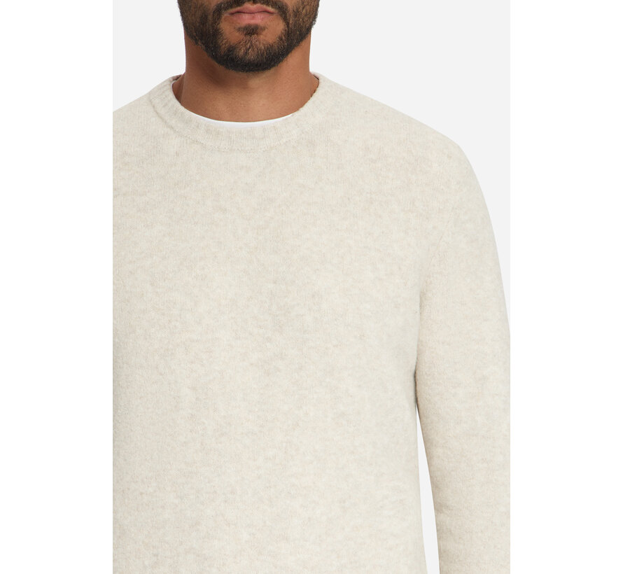 Pullover Crew Neck Melange Light Weight With Wool Stone (33210942 - 014)