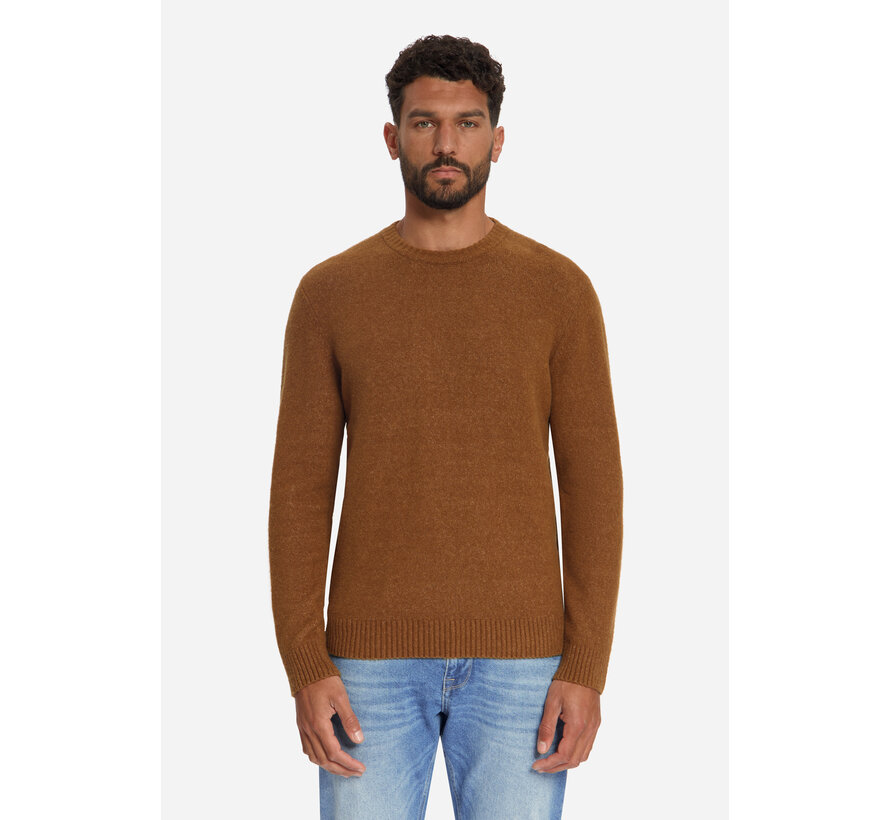 Pullover Crew Neck Melange Light Weight With Wool Caramel (33210942 - 048)