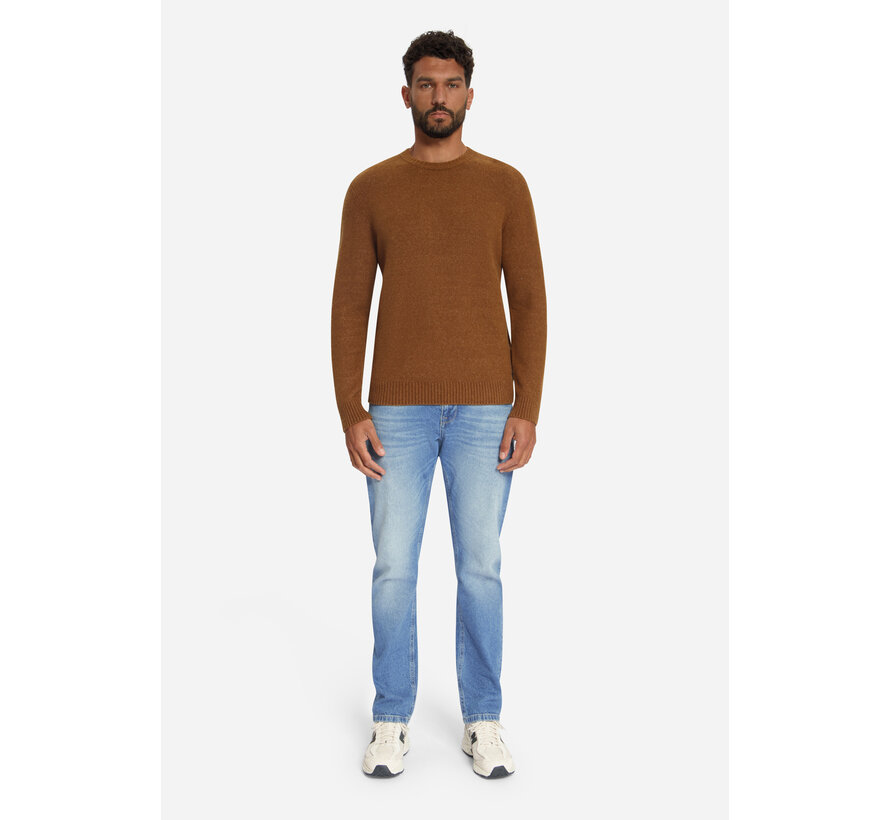 Pullover Crew Neck Melange Light Weight With Wool Caramel (33210942 - 048)