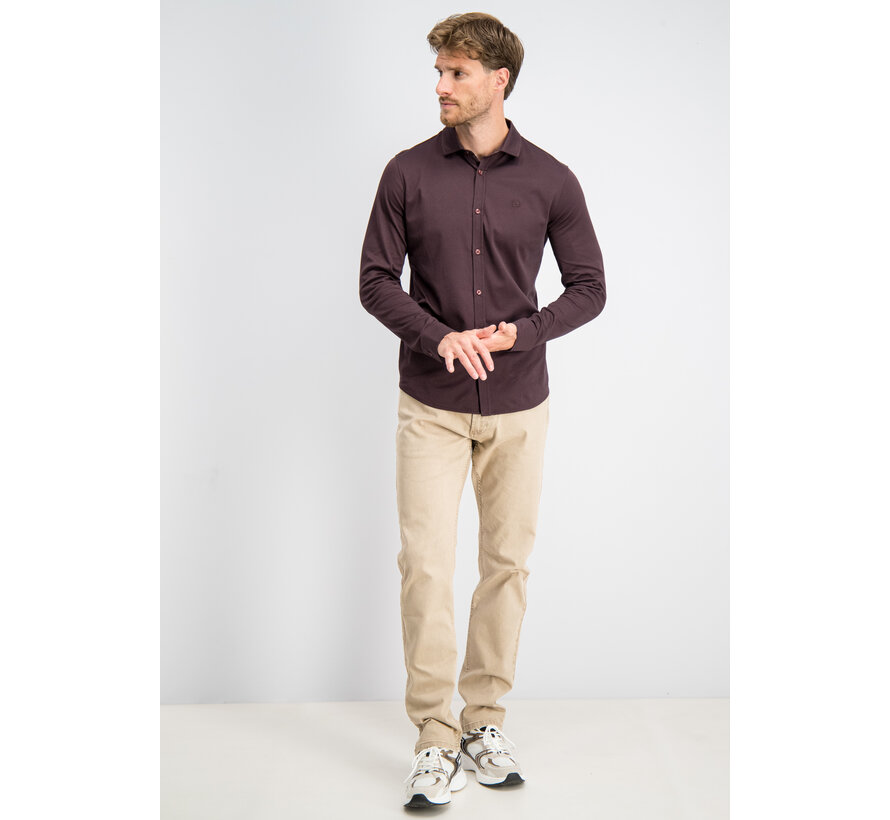 Gabbiano Jersey Overhemd LS TONE-S Burnt Bordeaux (3367340 - 00674)