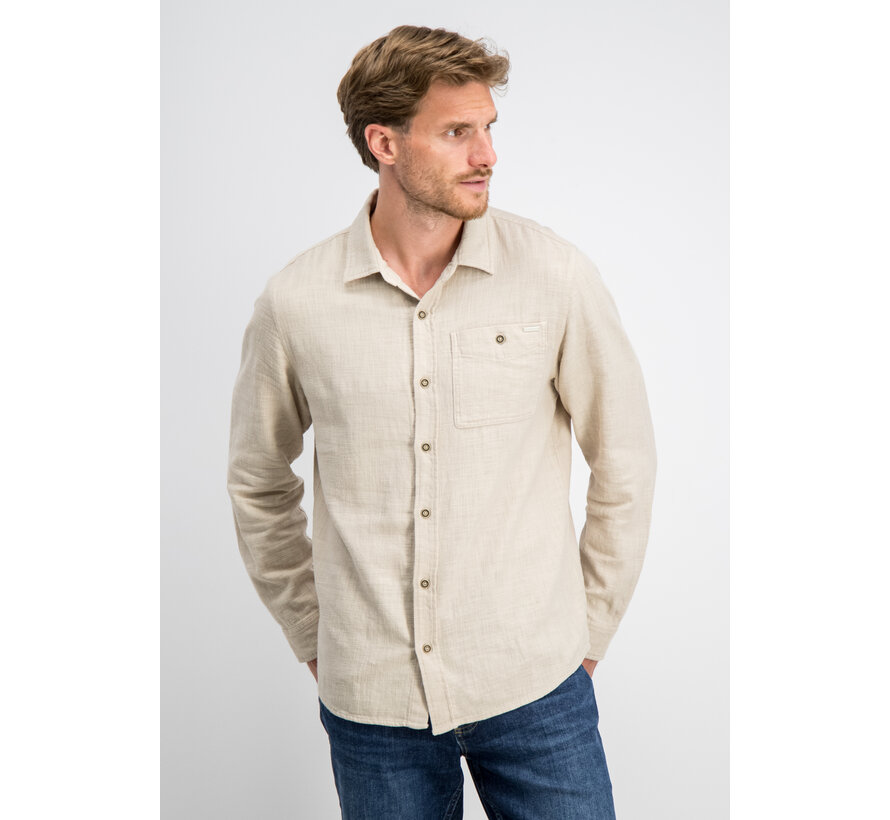 Gabbiano Overhemd Slub Garment Dye Shirt TARAN Coastal Sand (3367345 - 00673)