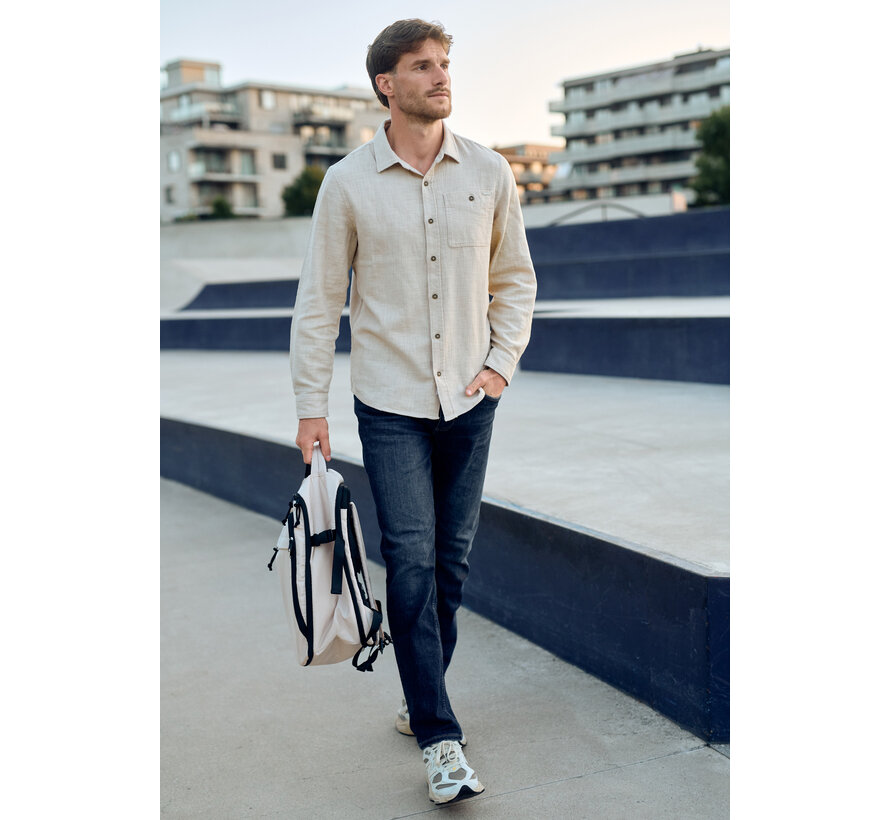 Gabbiano Overhemd Slub Garment Dye Shirt TARAN Coastal Sand (3367345 - 00673)
