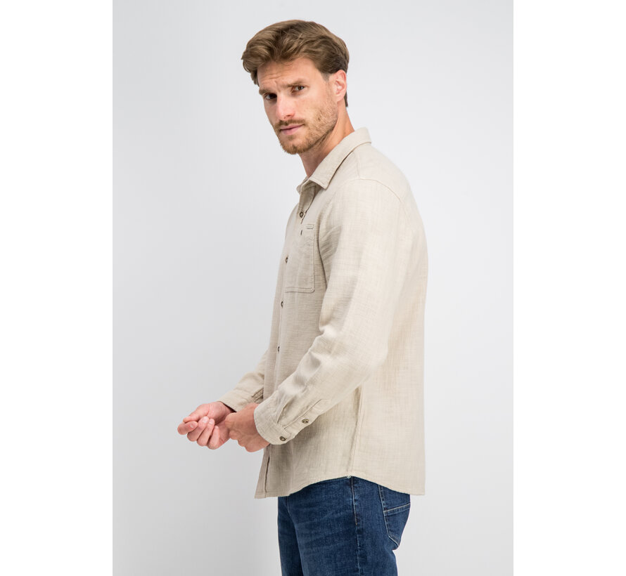 Gabbiano Overhemd Slub Garment Dye Shirt TARAN Coastal Sand (3367345 - 00673)
