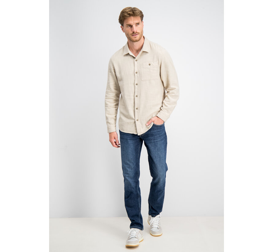 Gabbiano Overhemd Slub Garment Dye Shirt TARAN Coastal Sand (3367345 - 00673)