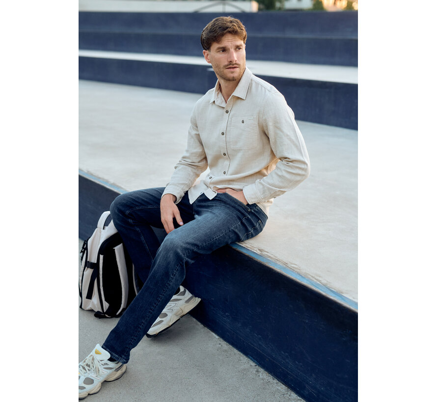 Gabbiano Overhemd Slub Garment Dye Shirt TARAN Coastal Sand (3367345 - 00673)