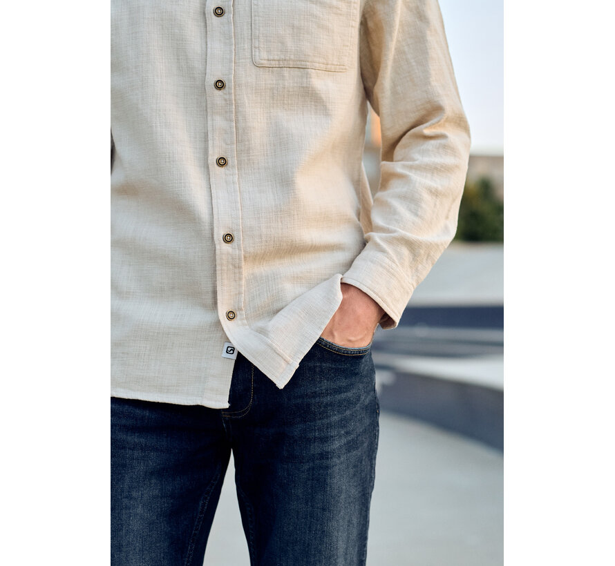 Gabbiano Overhemd Slub Garment Dye Shirt TARAN Coastal Sand (3367345 - 00673)