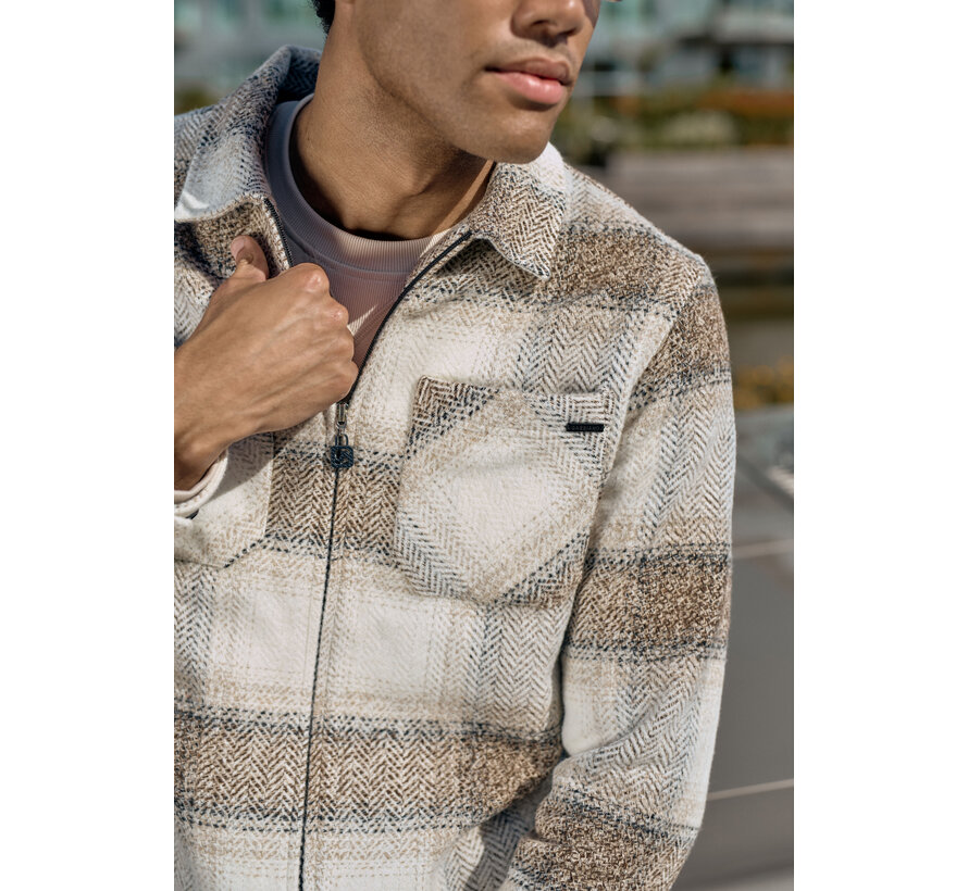Gabbiano Check Flanel Zip Overshirt GLENN Coastal Sand (4267432 - 00673)