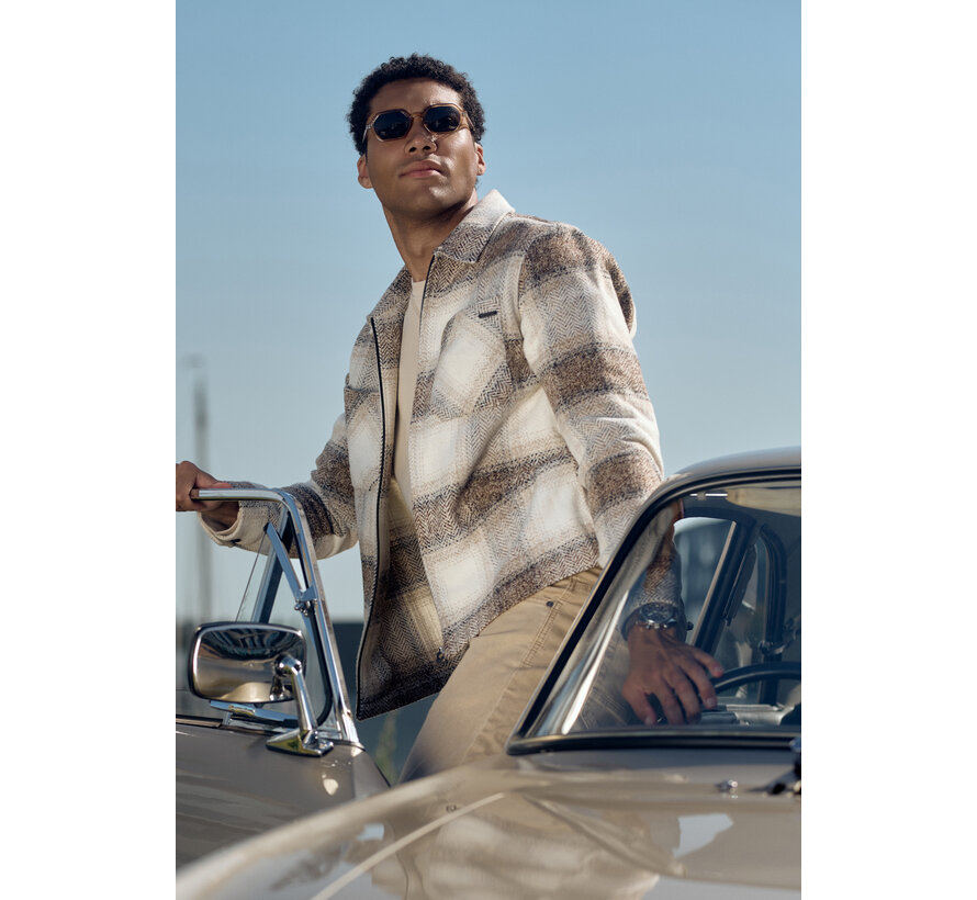 Gabbiano Check Flanel Zip Overshirt GLENN Coastal Sand (4267432 - 00673)