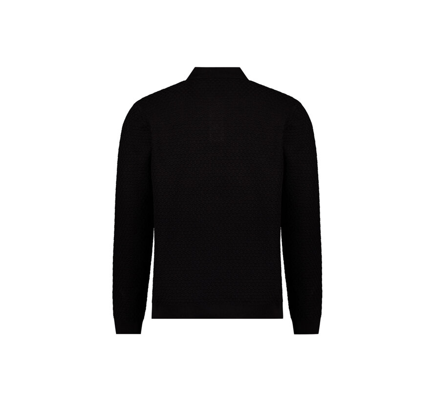No Excess Pullover Polo Buttons Jacquard Knit Black (33230925 - 020)