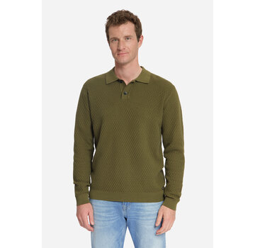 No Excess Pullover Polo Buttons Jacquard Knit Moss (33230925 - 152)
