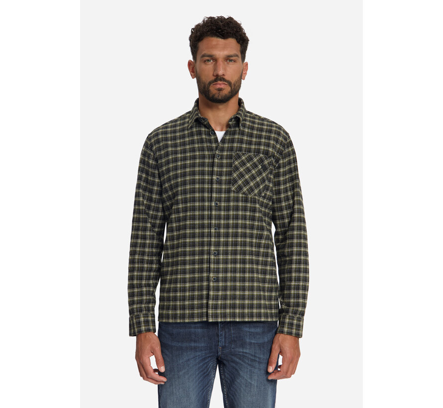 No Excess Overhemd Yarn Dyed Check Twill Weave Moss (33490998 - 152)