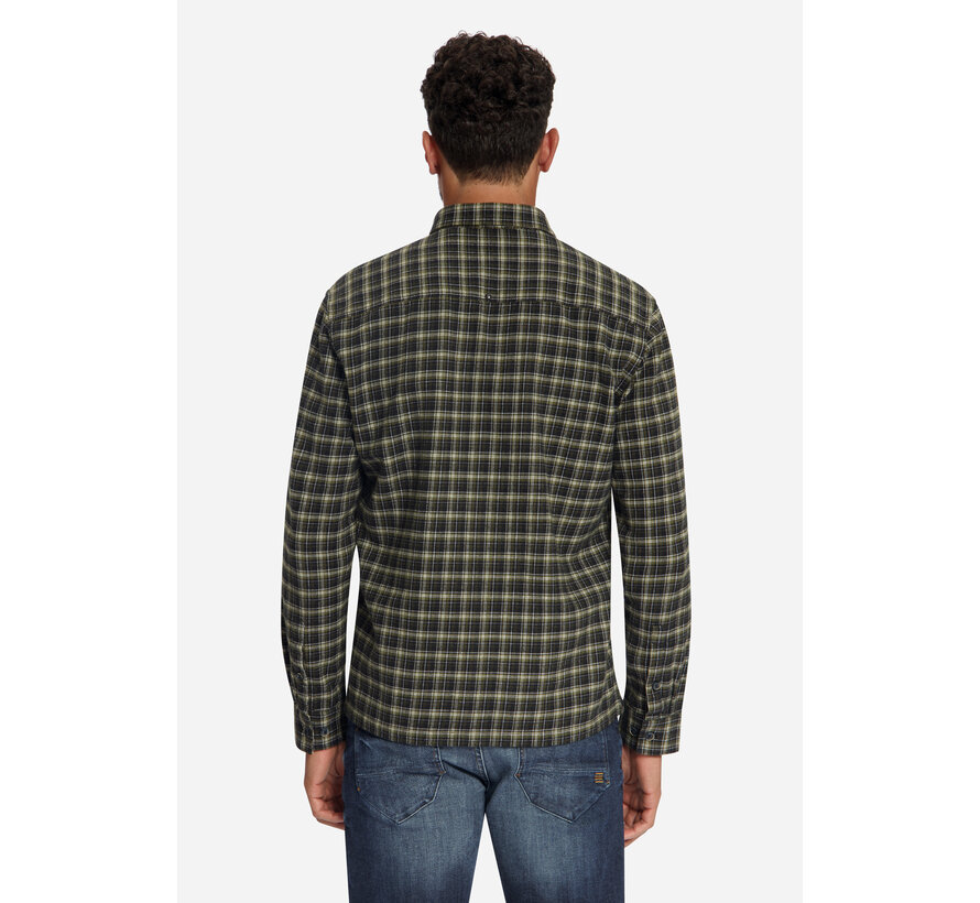 No Excess Overhemd Yarn Dyed Check Twill Weave Moss (33490998 - 152)