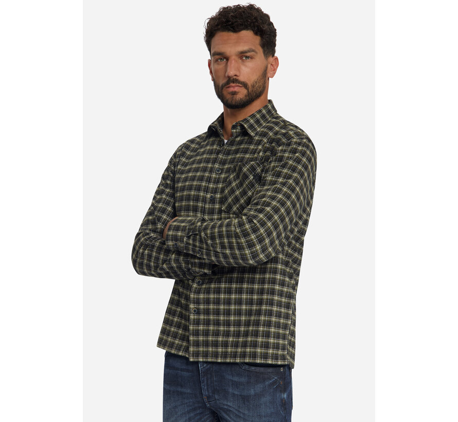 No Excess Overhemd Yarn Dyed Check Twill Weave Moss (33490998 - 152)