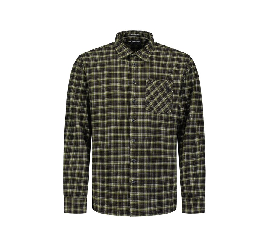 No Excess Overhemd Yarn Dyed Check Twill Weave Moss (33490998 - 152)